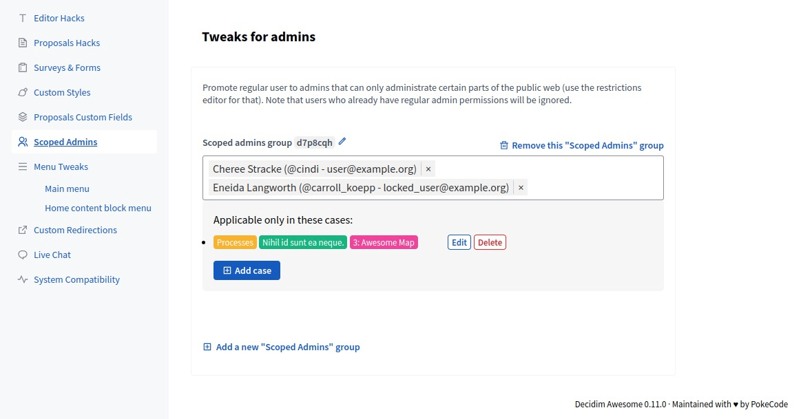 IScoped admins configuration